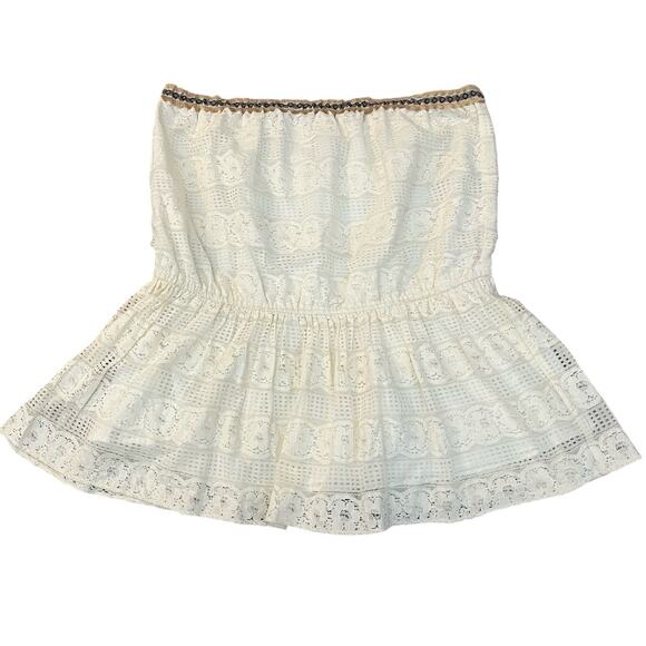Anthropologie Verb By Pallavi Singhee Strapless Lace Tank Top XL Boho Peplum - Picture 1 of 8